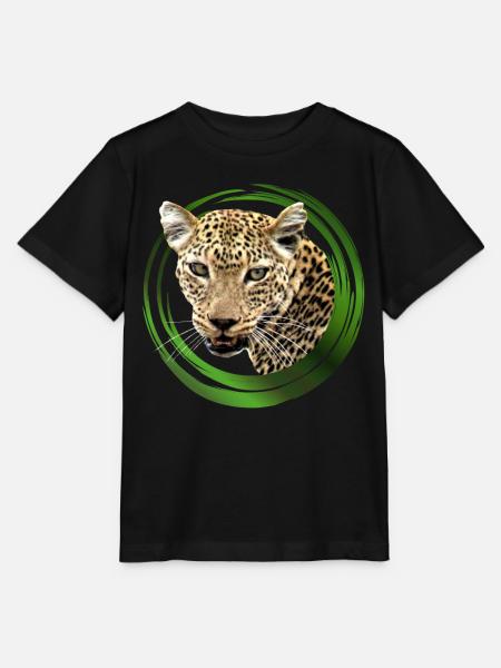 Leopard - Raubkatze - Katze - Afrika - Safari - Stanley/Stella Kinder T-Shirt MINI CREATOR - Schwarz
