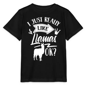 J’aime beaucoup les lamas llama llama l’animal lama - T-shirt bio MINI CREATOR Stanley/Stella Enfant - noir - Devant - Mikhail (115cm)