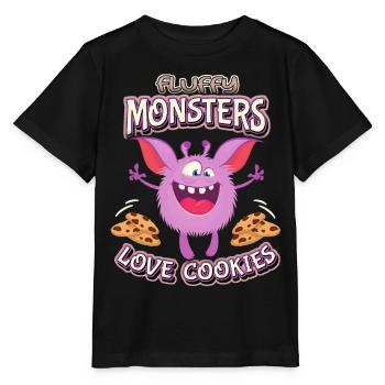 Monstres drôles, monstres miettes, biscuits, dictons - T-shirt bio MINI CREATOR Stanley/Stella Enfant - noir - Devant - Mikhail (115cm)