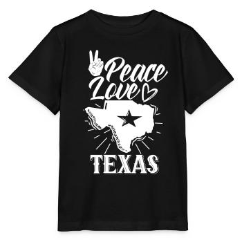 Frieden Liebe Texas Texanisch Stolz Texaner - Stanley/Stella Kinder T-Shirt MINI CREATOR  - Schwarz - Vorne - Mikhail (115cm)