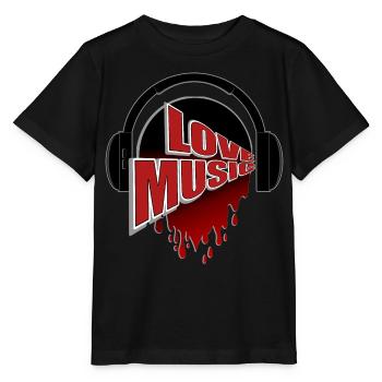 Liebe Musik Kopfhörer Herzblut - Stanley/Stella Kinder T-Shirt MINI CREATOR  - Schwarz - Vorne - Mikhail (115cm)