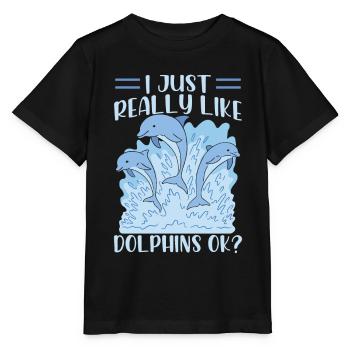 I like dolphins just very much dolphin dolphins - Stanley/Stella MINI CREATOR Kids’ T-Shirt - black - Front - Mikhail (115cm)
