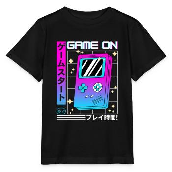Série Rétro Futuriste : Japonais - Game on - T-shirt bio MINI CREATOR Stanley/Stella Enfant - noir - Devant - Mikhail (115cm)