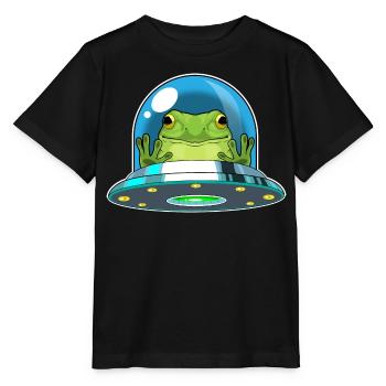 Frog Spaceship Space - T-shirt bio MINI CREATOR Stanley/Stella Enfant - noir - Devant - Mikhail (115cm)