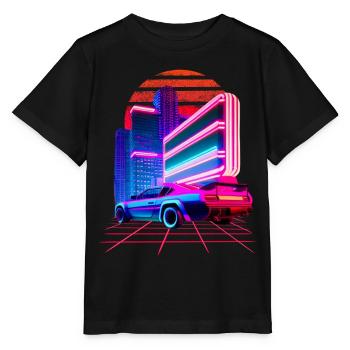 Retro Wave Sport Car 80s Skyline Vaporwave - T-shirt bio MINI CREATOR Stanley/Stella Enfant - noir - Devant - Mikhail (115cm)