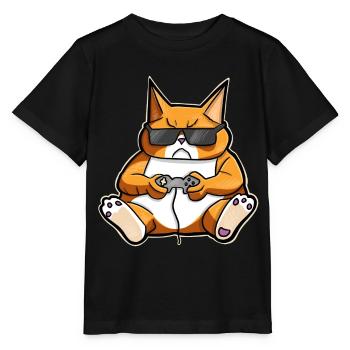 Gaming Cat Gamer Gamers Gamers Gamers - Stanley/Stella MINI CREATOR Kids’ T-Shirt - black - Front - Mikhail (115cm)