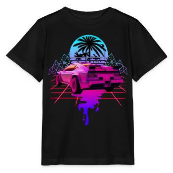 Rétro Wave Voiture de sport Vaporwave - T-shirt bio MINI CREATOR Stanley/Stella Enfant - noir - Devant - Mikhail (115cm)