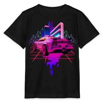Rétro Wave Voiture de sport Vaporwave - T-shirt bio MINI CREATOR Stanley/Stella Enfant - noir - Devant - Mikhail (115cm)