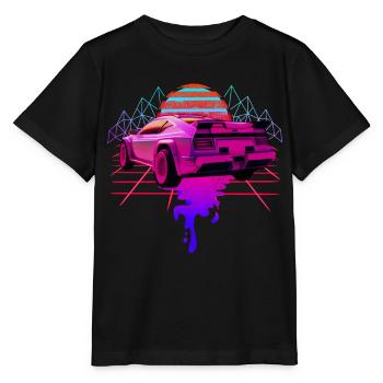 Retro Wave Racing Supercar - T-shirt bio MINI CREATOR Stanley/Stella Enfant - noir - Devant - Mikhail (115cm)