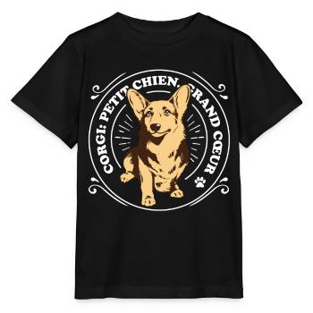 Corgi Petit chien grand cœur - T-shirt bio MINI CREATOR Stanley/Stella Enfant - noir - Devant - Mikhail (115cm)