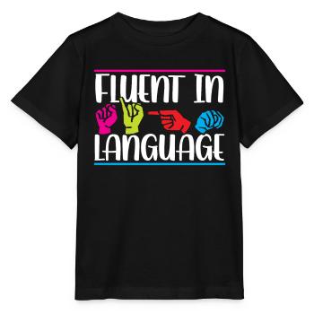 Maîtrise de la langue des signes Signes de sensibilisation - T-shirt bio MINI CREATOR Stanley/Stella Enfant - noir - Devant - Mikhail (115cm)