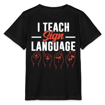 J’enseigne les signes aux professeurs de langue des signes - T-shirt bio MINI CREATOR Stanley/Stella Enfant - noir - Devant - Mikhail (115cm)