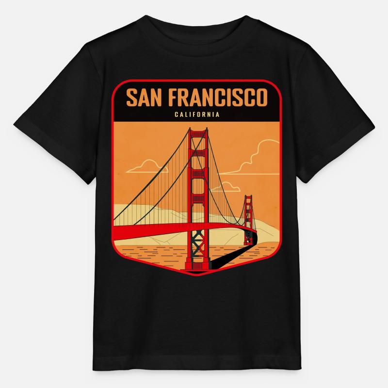 Badge rétro Golden Gate San Francisco - T-shirt bio MINI CREATOR Stanley/Stella Enfant - noir