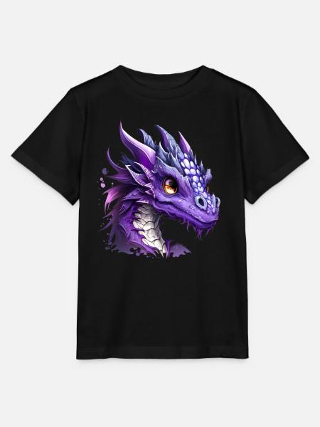 Kawaii Lila Drache - Stanley/Stella Kinder T-Shirt MINI CREATOR - Schwarz