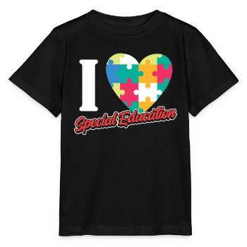 J’aime les enseignants en éducation spécialisée Éducation spécialisée - T-shirt bio MINI CREATOR Stanley/Stella Enfant - noir - Devant - Mikhail (115cm)