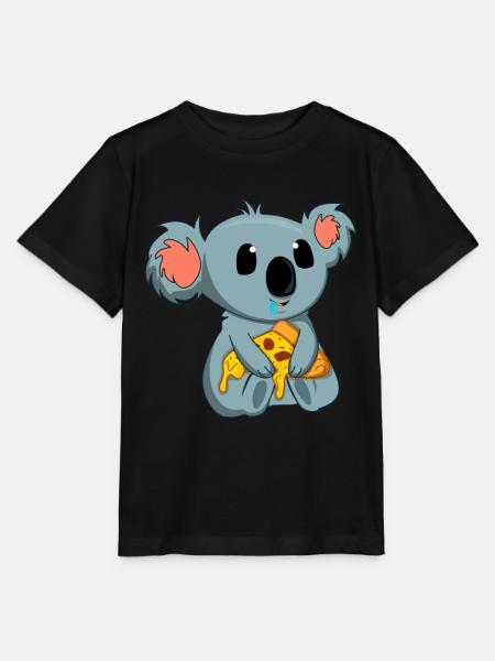 Pizza-Esser Koala-Liebhaber Tier Koala-Bär - Stanley/Stella Kinder T-Shirt MINI CREATOR - Schwarz