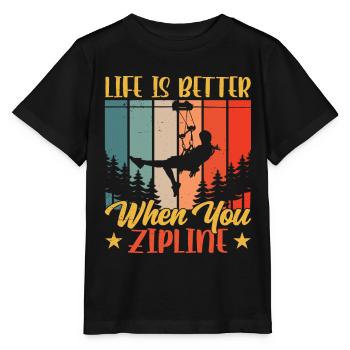 Das Leben Ist Besser Wenn Man Zipline Fährt Sport - Stanley/Stella Kinder T-Shirt MINI CREATOR  - Schwarz - Vorne - Mikhail (115cm)