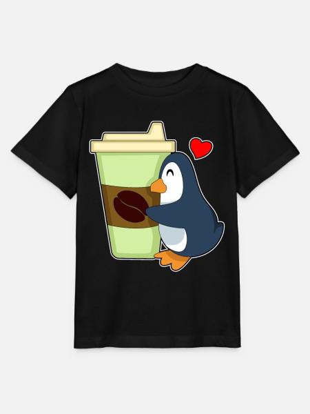 Pinguin Coffee to go - Stanley/Stella Kinder T-Shirt MINI CREATOR - Schwarz