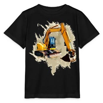 Schaufel-Bagger - Stanley/Stella Kinder T-Shirt MINI CREATOR  - Schwarz - Vorne - Mikhail (115cm)