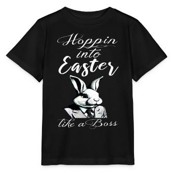 lapin de Pâques élégant avec costume et cravate - T-shirt bio MINI CREATOR Stanley/Stella Enfant - noir - Devant - Mikhail (115cm)