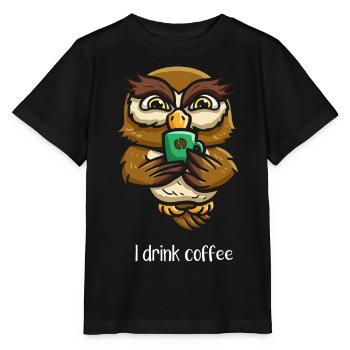 coffee brewed nocturnal bird - Stanley/Stella MINI CREATOR Kids’ T-Shirt - black - Front - Mikhail (115cm)