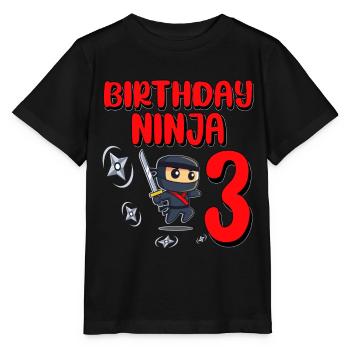 Birthday Ninja 3 Years Old Bday Party Gift Ninja - Stanley/Stella Kinder T-Shirt MINI CREATOR  - Schwarz - Vorne - Mikhail (115cm)