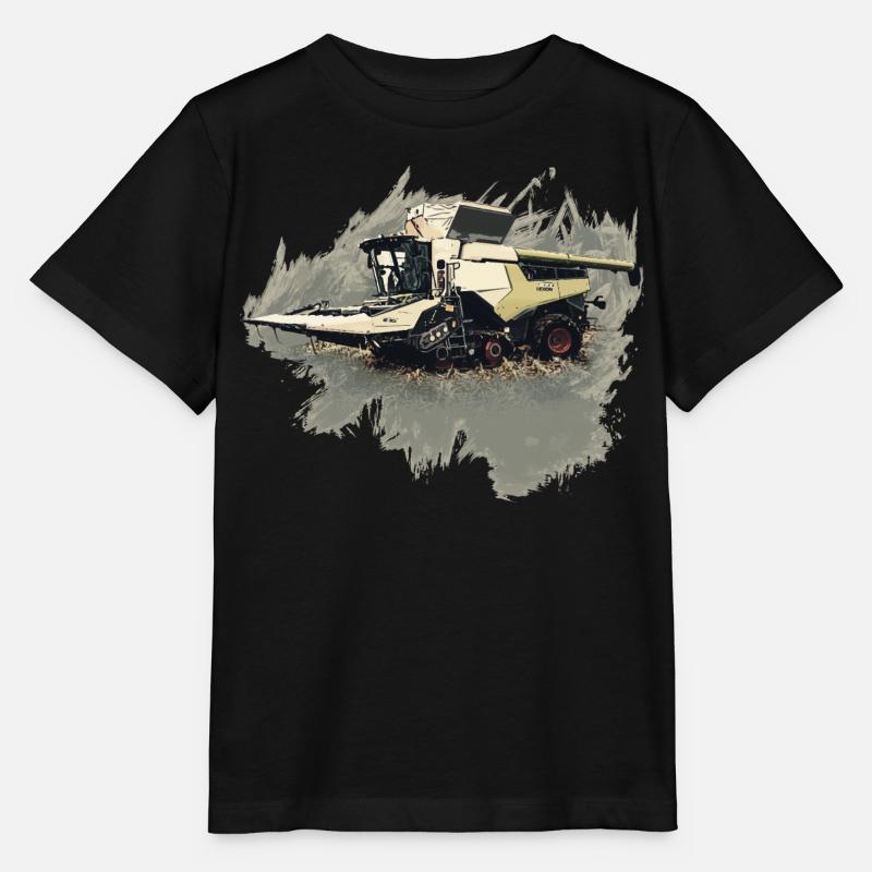 Tracteur de moissonneuse-batteuse de cueilleur de maïs - T-shirt bio MINI CREATOR Stanley/Stella Enfant - noir