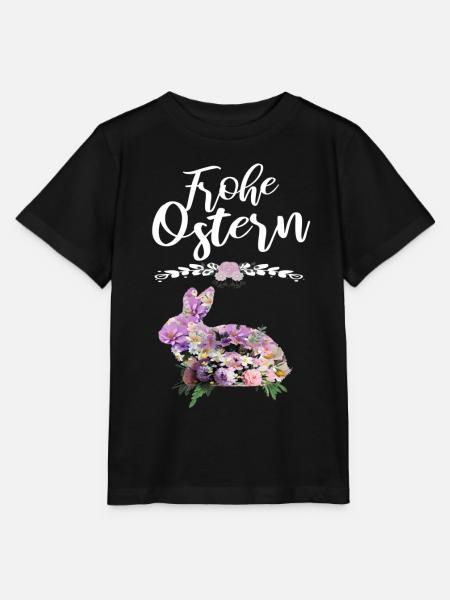 Frohe Ostern Blumen Osterhase - Stanley/Stella Kinder T-Shirt MINI CREATOR  - Schwarz