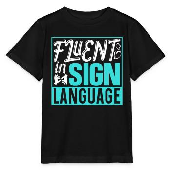 Fließend In Gebärdensprache Awareness Gebärden - Stanley/Stella Kinder T-Shirt MINI CREATOR  - Schwarz - Vorne - Mikhail (115cm)