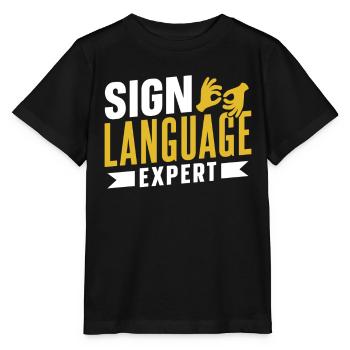 Gebärdensprache Experte Gebärden Gestik Awareness - Stanley/Stella Kinder T-Shirt MINI CREATOR  - Schwarz - Vorne - Mikhail (115cm)