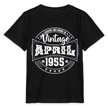 April 1955. Geburtstagsgeschenk April 1955 April - Stanley/Stella Kinder T-Shirt MINI CREATOR  - Schwarz - Vorne - Mikhail (115cm)