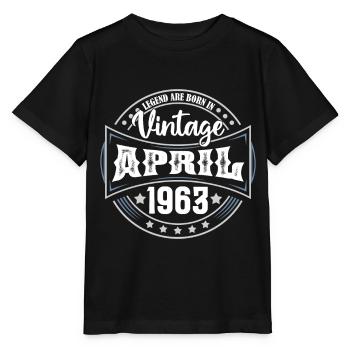 April 1963. Geburtstagsgeschenk April 1963 April - Stanley/Stella Kinder T-Shirt MINI CREATOR  - Schwarz - Vorne - Mikhail (115cm)