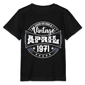 April 1971. Geburtstagsgeschenk April 1971 April - Stanley/Stella Kinder T-Shirt MINI CREATOR  - Schwarz - Vorne - Mikhail (115cm)