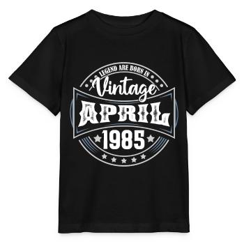 April 1985. Geburtstagsgeschenk April 1985 April - Stanley/Stella Kinder T-Shirt MINI CREATOR  - Schwarz - Vorne - Mikhail (115cm)