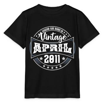April 2011. Geburtstagsgeschenk April 2011 April - Stanley/Stella Kinder T-Shirt MINI CREATOR  - Schwarz - Vorne - Mikhail (115cm)