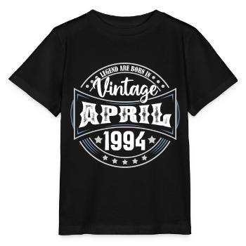 April 1994. Geburtstagsgeschenk April 1994 April - Stanley/Stella Kinder T-Shirt MINI CREATOR  - Schwarz - Vorne - Mikhail (115cm)