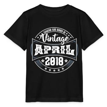 April 2018. Geburtstagsgeschenk April 2018 April - Stanley/Stella Kinder T-Shirt MINI CREATOR  - Schwarz - Vorne - Mikhail (115cm)