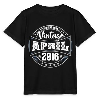 April 2016. Geburtstagsgeschenk April 2016 April - Stanley/Stella Kinder T-Shirt MINI CREATOR  - Schwarz - Vorne - Mikhail (115cm)