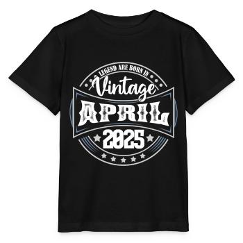 April 2025. Geburtstagsgeschenk April 2025 April - Stanley/Stella Kinder T-Shirt MINI CREATOR  - Schwarz - Vorne - Mikhail (115cm)