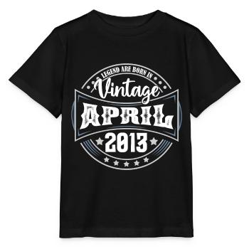 April 2013. Geburtstagsgeschenk April 2013 April - Stanley/Stella Kinder T-Shirt MINI CREATOR  - Schwarz - Vorne - Mikhail (115cm)