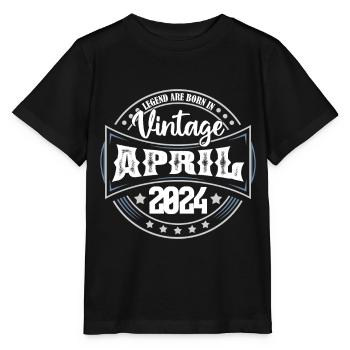 April 2024. Geburtstagsgeschenk April 2024 April - Stanley/Stella Kinder T-Shirt MINI CREATOR  - Schwarz - Vorne - Mikhail (115cm)
