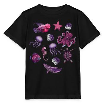 Animal marin Mer Sous l’eau - T-shirt bio MINI CREATOR Stanley/Stella Enfant - noir - Devant - Mikhail (115cm)