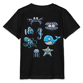 Aquatic animal ocean life marine animal - Stanley/Stella MINI CREATOR Kids’ T-Shirt - black - Front - Mikhail (115cm)
