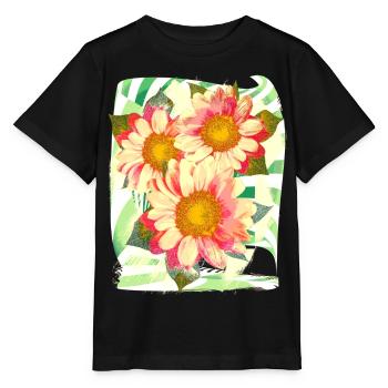Blumen Blume - Stanley/Stella Kinder T-Shirt MINI CREATOR  - Schwarz - Vorne - Mikhail (115cm)