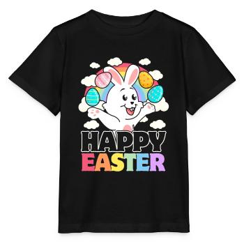Frohe Ostern - weiße Kaninchen-Ostereier - Stanley/Stella Kinder T-Shirt MINI CREATOR  - Schwarz - Vorne - Mikhail (115cm)
