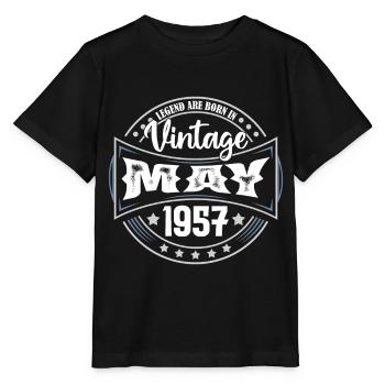 Mai 1957. Geburtstagsgeschenk Mai 1957. Mai - Stanley/Stella Kinder T-Shirt MINI CREATOR  - Schwarz - Vorne - Mikhail (115cm)