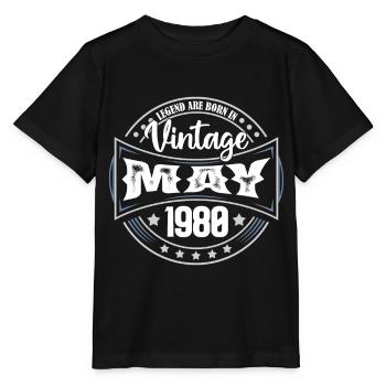 Mai 1980. Geburtstagsgeschenk Mai 1980. Mai - Stanley/Stella Kinder T-Shirt MINI CREATOR  - Schwarz - Vorne - Mikhail (115cm)