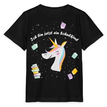Schulkind Schulstart Einhorn Einschulung 2023 - Stanley/Stella Kinder T-Shirt MINI CREATOR  - Schwarz - Vorne - Mikhail (115cm)