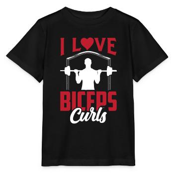 J’adore biceps boucles dictons muscles biceps - T-shirt bio MINI CREATOR Stanley/Stella Enfant - noir - Devant - Mikhail (115cm)