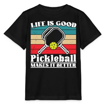 Le pickleball l’améliore - T-shirt bio MINI CREATOR Stanley/Stella Enfant - noir - Devant - Mikhail (115cm)
